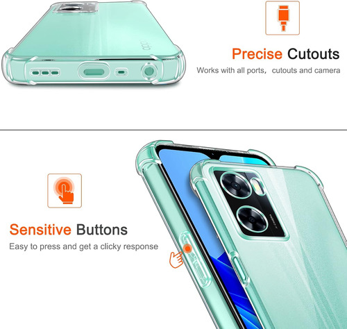 Funda Uso Rudo Silicona Tpu Suave Para Oppo A57/a77+mica Transparente Oppo A57 4g/5g/ A77 4g/5g/ A57e 4g / A57s 4g