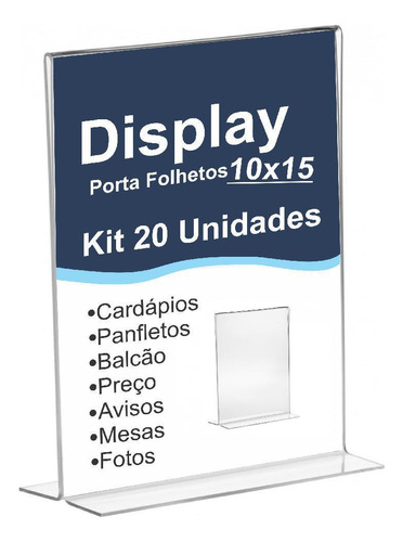 Quadro De Aviso Display Mesa Porta Folha 10x15 - 20 Und