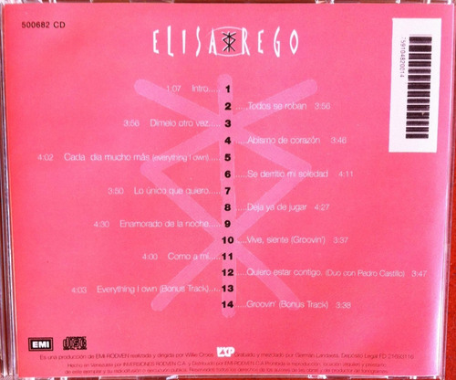 Elisa Rego. De Amor Y Deseo. Cd Original, Usado