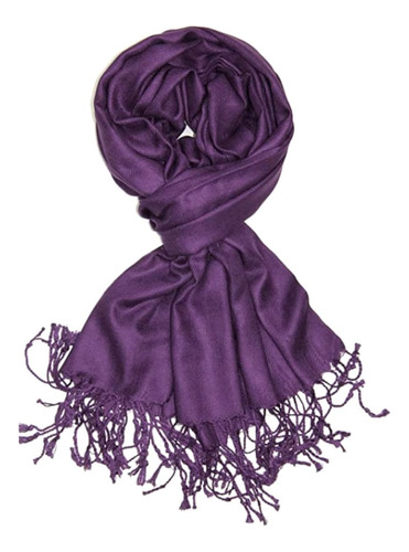 Pañuelo De Pashmina De Lujo Morado Oscuro 70 % Pashmina Y 30