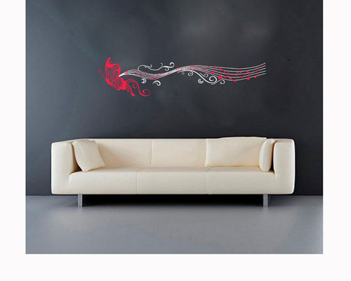 Vinilo Pared Mariposa Musical 2 Colores  Wall Stickers