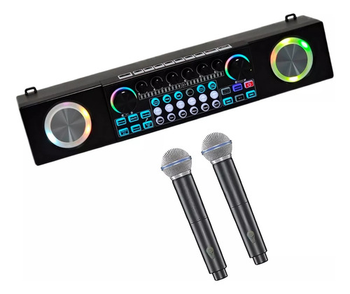 Tarjeta De Sonido Mezclador Karaoke Mixer + 2 Micrófonos 