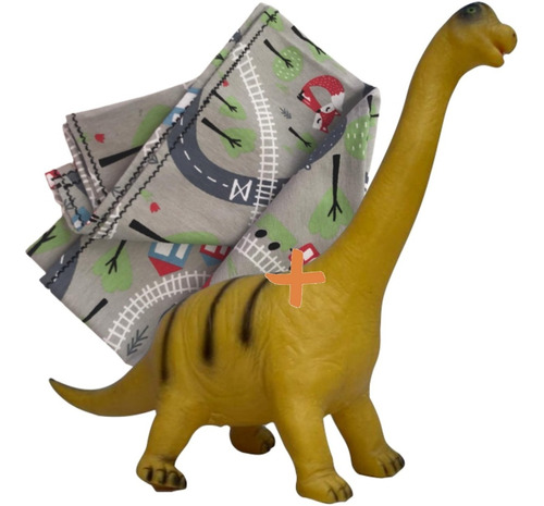 Combo Dino Apatosaurus Grande De Goma + Pista Auto 75x100