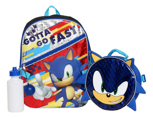 Boys 4pc Sonic The Hedgehog Mochila Y Juego De Almuerzo Con 