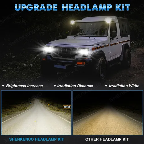 Para Carcasa De Faros Cuadrados De 7 Pulgadas + 9003/h4 Led