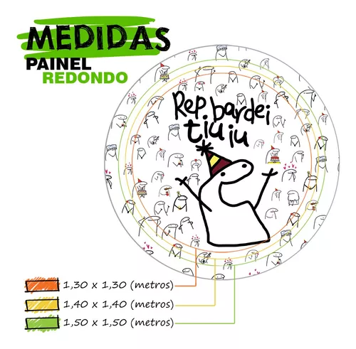 Painel Redondo Sublimado Flork Meme Tecido 1,5x1,5m Rd-0201