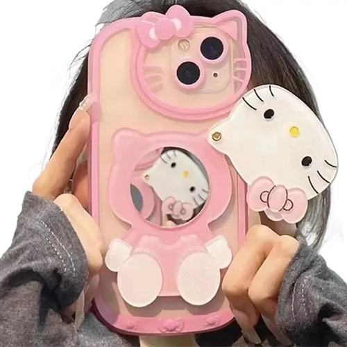 Funda Con Espejo Cosmético Hello Kitty Para iPhone 15