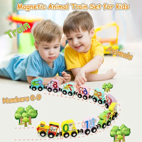 Trencito Educativo Didáctico Inmantado De Madera Animales