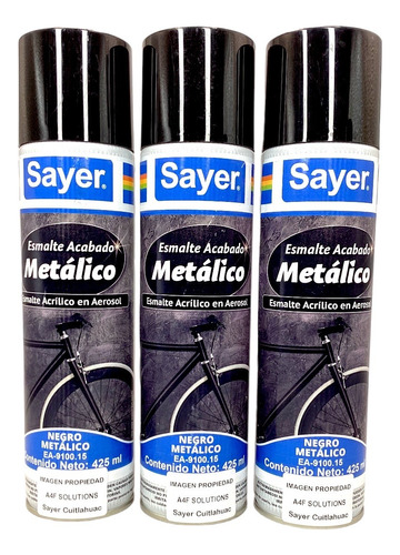 Pintura Para Metal En Acabado Metálico Negro Sayer 3 Pzas