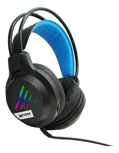 Audifonos Diadema Gamer Alámbricos Atom Games Azul Azul