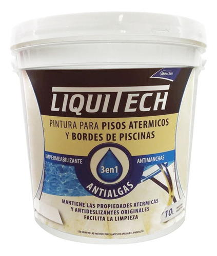 Pintura Impermeable Para Pisos Atermicos - Piletas 10l Color Gris