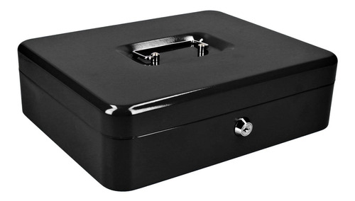 Caja De Seguridad Guardar Dinero Charola Metalica 20cm Lock Color Negro