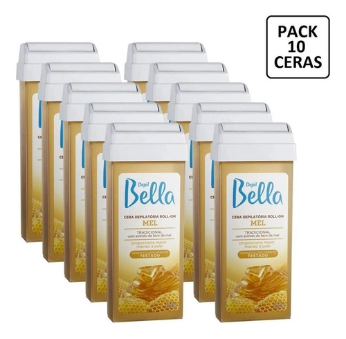 Kit 10 Refil Cera Roll-on 100g Depilação Depil Bella Mel