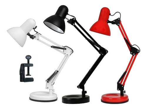 Luminária De Mesa Articulada Articulável Pixar Base E Garra Cor Da Estrutura Vermelho