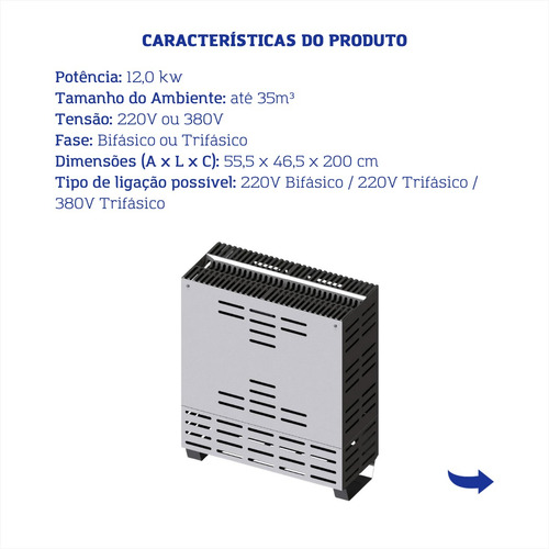 Gerador Calor Sauna Seca 12 Kw(35 M³) Sodramar Uso Comercial