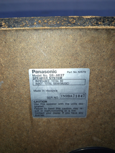 Módular Panasonic Ak27 Super Woofer Par De Bocinas 6 Ohms Gris Plata 200 W (Usado)