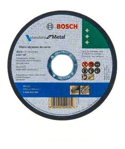 Caja 100 Discos Corte Bosch Amoladora 115 Mm 4.1/2 Metal 1mm