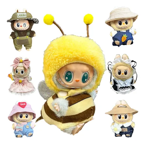 NHQZ - Vêtements De Poupée 17 Cm Pour Poupées Labubu - Set Chapeau + Bouteille + Pull - Cadeau Original