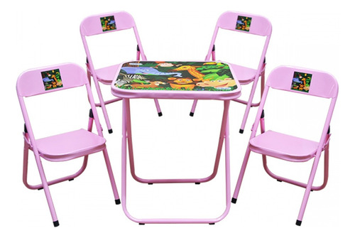 Conjunto De Mesa Educativa Infantil Didática Com 4 Cadeiras
