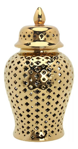 Vaso Dourado Decorativo Porcelana Chinesa 38x20