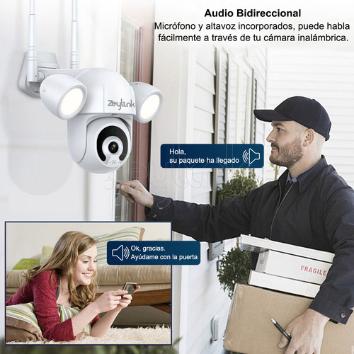 Cámara Ip Wifi Exterior 5mp Visión Nocturna Luz Led Zeylink