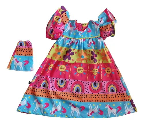 vestido infantil acompanha roupa da boneca 2 ao 8 anos