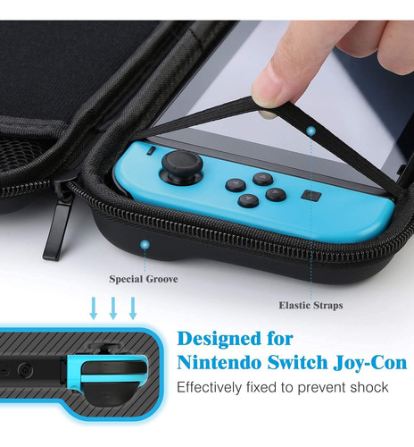 Kit Estuche Funda Para Nintendo Switch Heystop 9 En 1 Negro