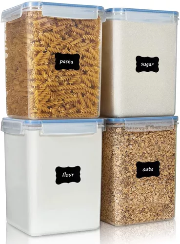  Vtopmart - Recipientes herméticos con tapa de plástico para  almacenamiento de alimentos, cocina, organización de despensa, cereales,  alimentos secos, harina y azúcar, sin BPA, con 24 etiquetas; 24 unidades. :  Hogar y Cocina