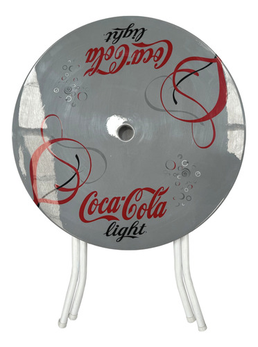 Mesa Redonda Fibra De Vidrio 80cm Cocacola Light Gris Gris