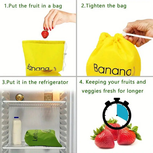 2 Bolsas Para Conservar Y Almacenar Frutas Y Verduras