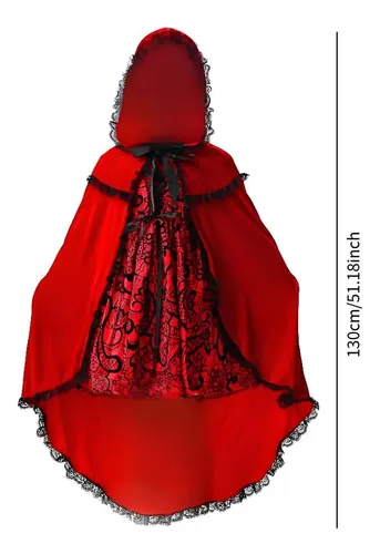 Disfraz Oficial De Caperucita Roja Para Niñas – Vestido Con Capa Y Capucha Para Halloween Y Carnaval