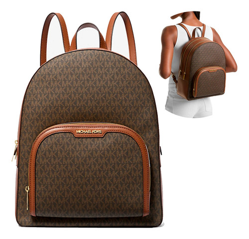 Bag Pack De Piell Mk 35s2g8tb7b Jaycee Grande Marrón Marrón Lisa Níquel Marrón