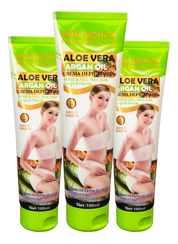 3 Crema Depiladora Niña Bonita Professional Care Aloe Vera