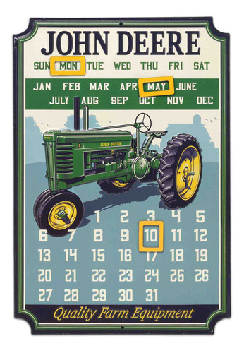 Calendario John Deere Letrero Vintage Metal Relieve Imane