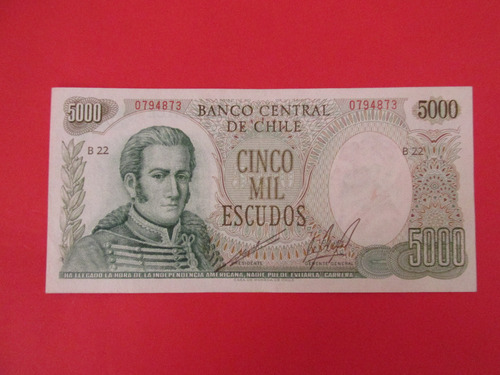 Billete Chile 5.000 Escudos Firmado Cano-molina Año 1962