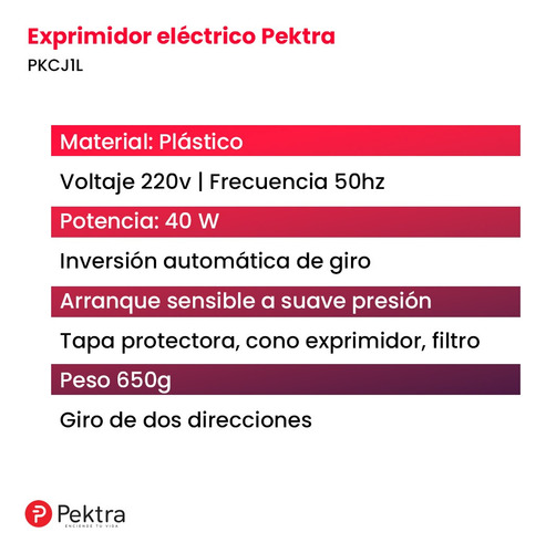 Exprimidor Electrico Juguera 1 L Jugo Naranja Pektra Citrico