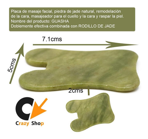 Imagen 2 de 6 de Piedra Guasha Jade Natural Placa Para Masaje Facial Crazy Sh