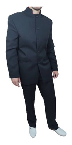 Imagen 7 de 10 de Ambo Traje Hombre Cuello Mao Corte Clásico