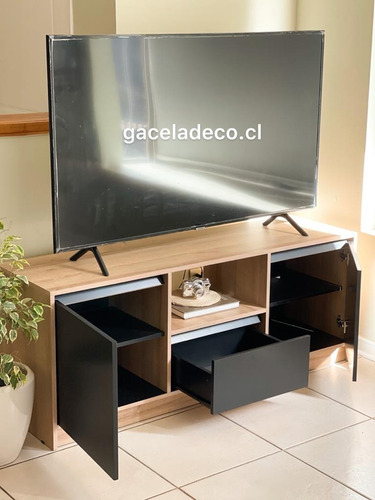 Rack Tv 140cm Negro Moderno