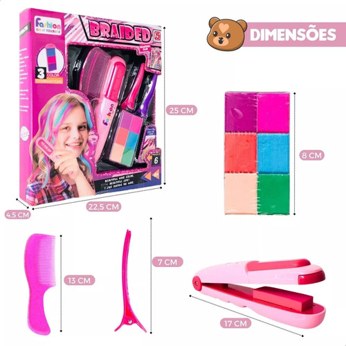 Chapinha Pinta Cabelo Mechas Colorida Make Brinquedo Criança