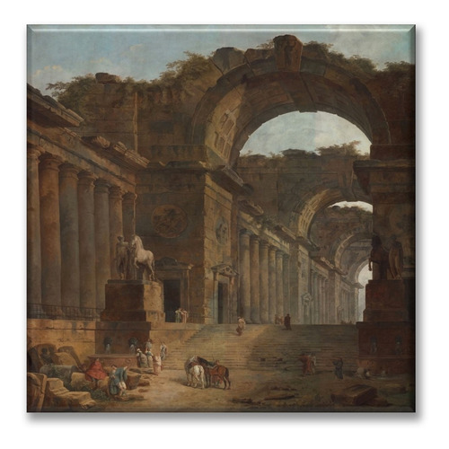 Cuadro Canva Las Fuentes By Hubert Robert 60*60 Cm