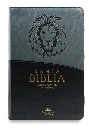 Biblia Rvr 1960 Letra Gigante  Imit Piel  Negro Gris /leon  