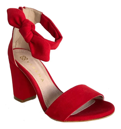 Zapatilla Sandalia Moño Rojo Moda Tacón Ancho Mujer | Meses sin intereses