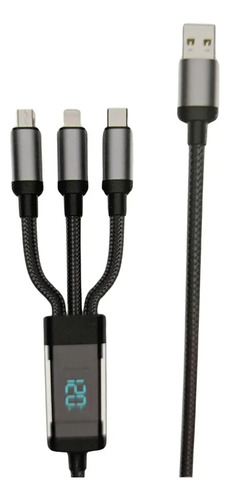 Cabo Carregador Kaidi 120w 3 Em 1 Para iPhone, Tipo-c Ev8 Cor Preto