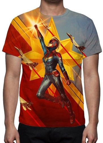 Camisa, Camiseta Capitã Marvel Mod 04 - Estampa Total - Prom