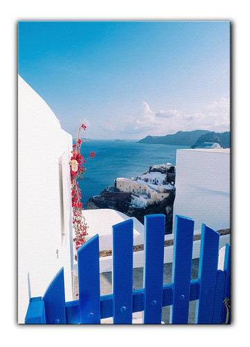 Cuadro Decorativo Canvas 80x120cm Vista Santorini Mar Balcon