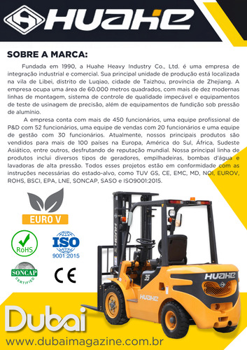 Empilhadeira Huahe Diesel 3,0 Toneladas Triplex 4,8 Metros