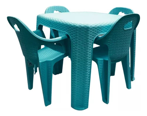 Mesa Infantil Con 4 Sillas Rattan En Colores Elegibles Kit 