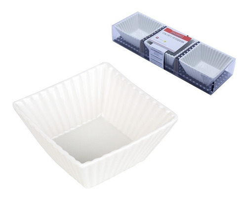 Jogo Com 3 Petisqueiras Hauskraft Em Porcelana Quadradas 9cm