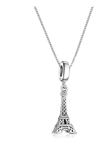 Ldqms Collar Dije Plata S925 Torre Eiffel Charm Compatible